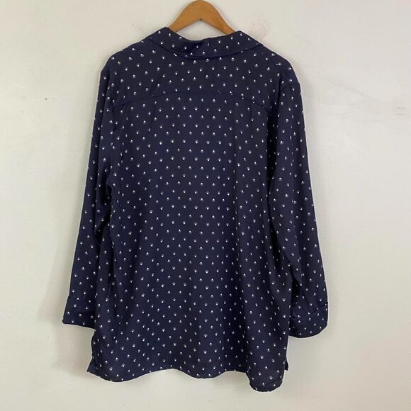 SOMETHING NAVY navy and white pattern satin sleep shirt - Picture 5 of 7